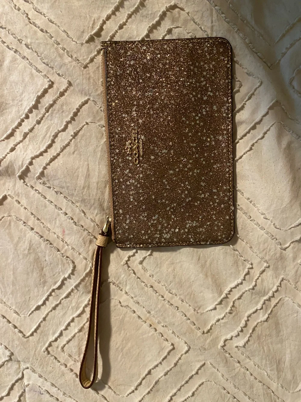 Coach Metallic Brown Glitter Star Wristlet